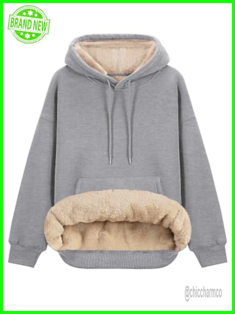 Sherpa Lined Hoodie Cotton Pullover Oversized Winter Warm